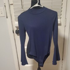 Altar'd State Navy Bodysuit with Flared Sleeves