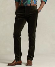 Polo Ralph Lauren Mens Washed Stretch Corduroy Suit Trousers Green 38X30 NWT 198