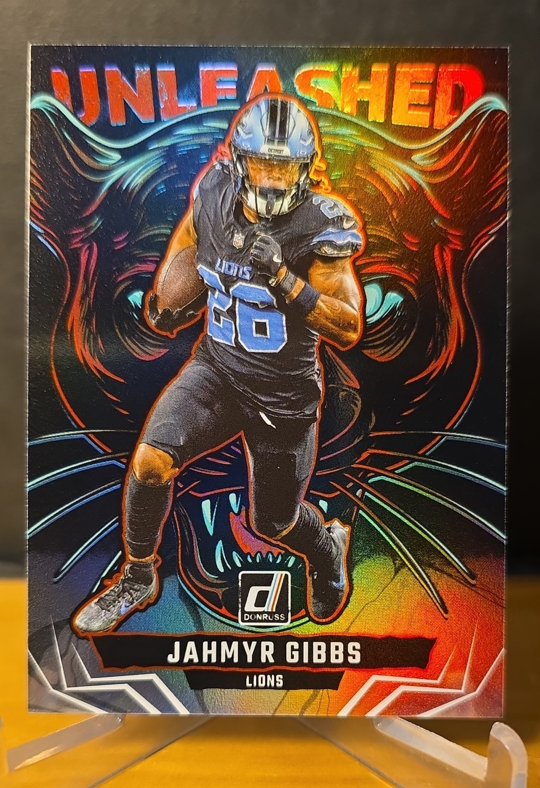 2025 Donruss Jahmyr Gibbs UnLeashed Case Hit SSP Insert Detroit Lions #12