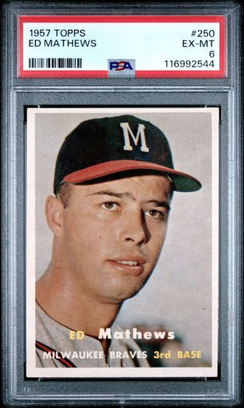 1957 Topps #250 Eddie Mathews PSA 6 Milwaukee Braves (2544)