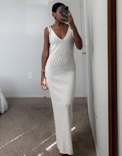 ZARA ECRU CREAM CROCHET COTTON BLEND MIDI/MAXI DRESS SIZE 10-12(M)