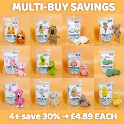 Knitty Critter Pouch Pals Amigurumi Crochet Kit - Choose Character (24 Designs)