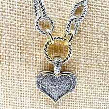 CZ Stone Paved Heart Pendant Necklace Valentine's Day Gift NWOT