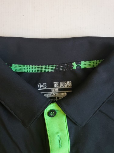 Under Armour Golf Heatgear Loose Golf Polo Shirt Youth YXL Navy Lime Green - Bild 3 von 3