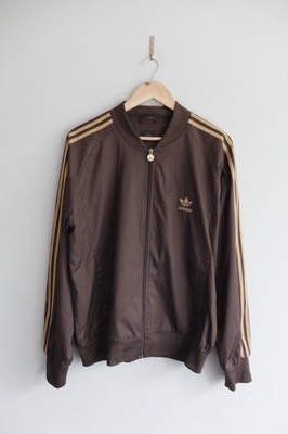 Vintage Adidas Bomberjacke L braun espresso Trefoil 2006 **MÄNGEL**
