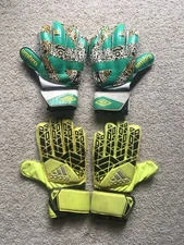 Two Pair of Vintage Adult  Soccer Goalie Gloves Adidas + Umbro