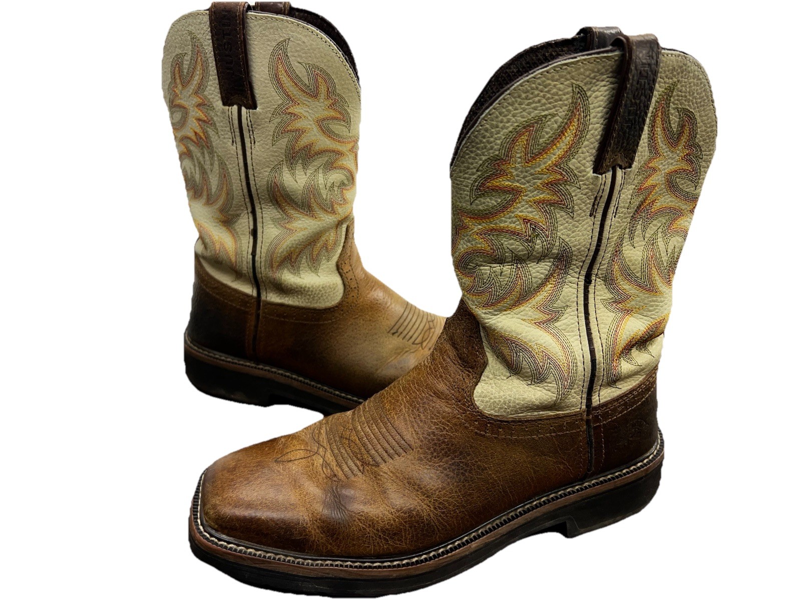 Justin Brown Tan Work Boots Men's Size 9.5 F2892-11 ASTM Safety Toe