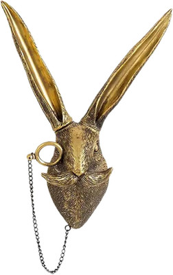 Gold Rabbit Head Wall Sculpture Modern Animal Statue Decor for Living Room
