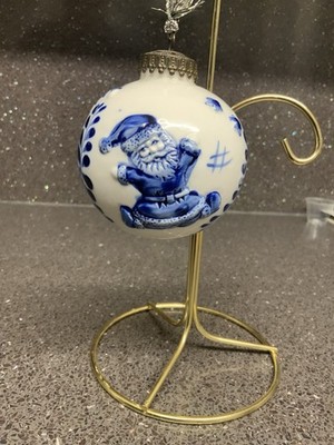 Delfter Vintage geprägte Christbaumkugel handbemalt Holland nur UK.