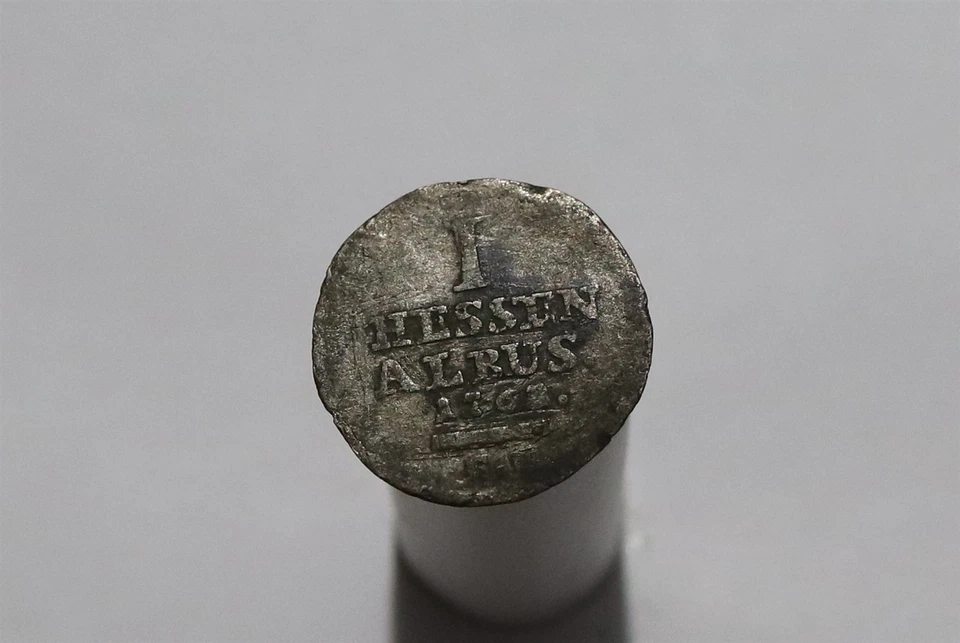 🧭 🇩🇪 GERMANY HESSE-CASSEL 1 ALBUS 1763 SILVER B86 O32 - Image 2 of 3