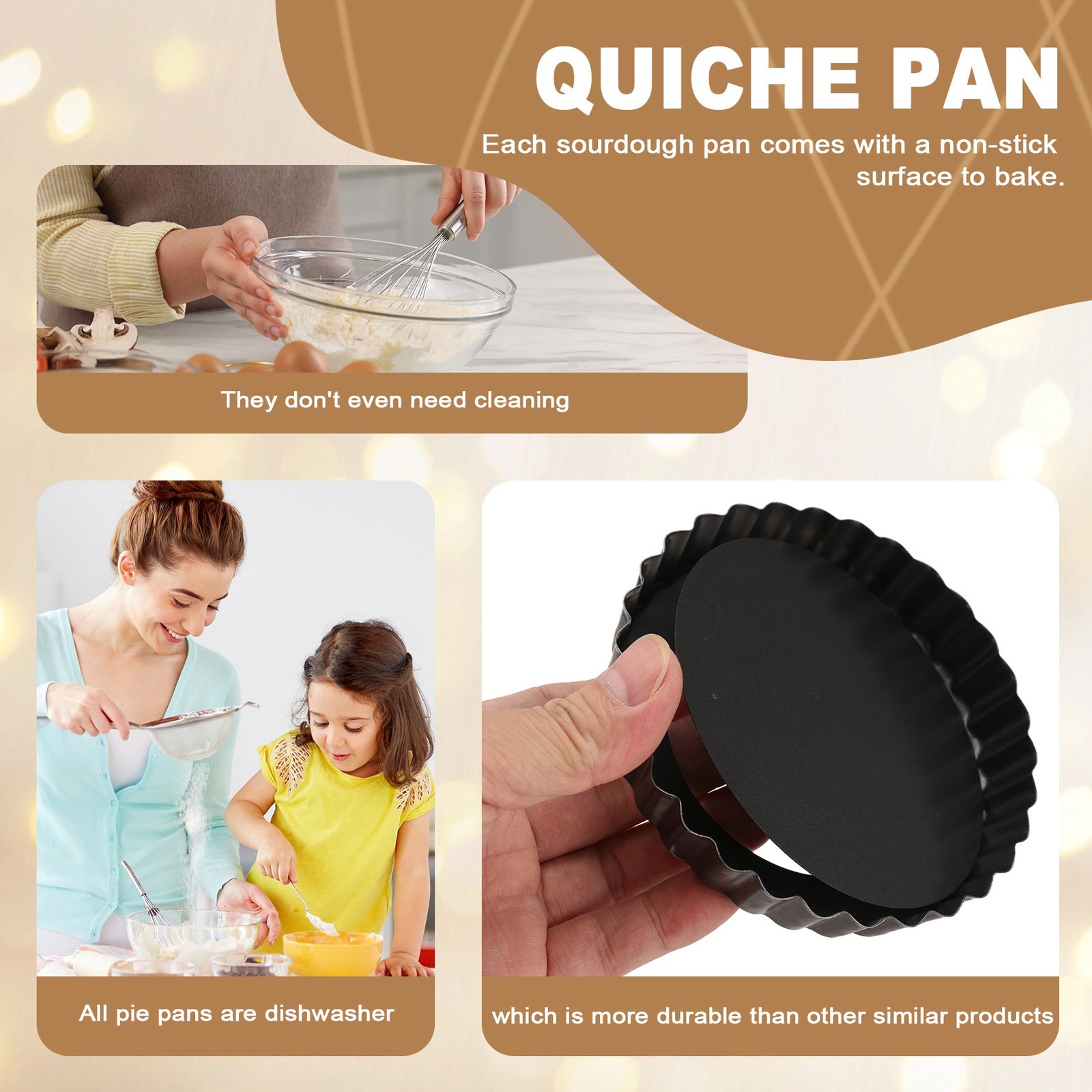 6 Pack 5 Inch  Tart Pans with Removable Bottom Round Nonstick Quiche Pan,6372