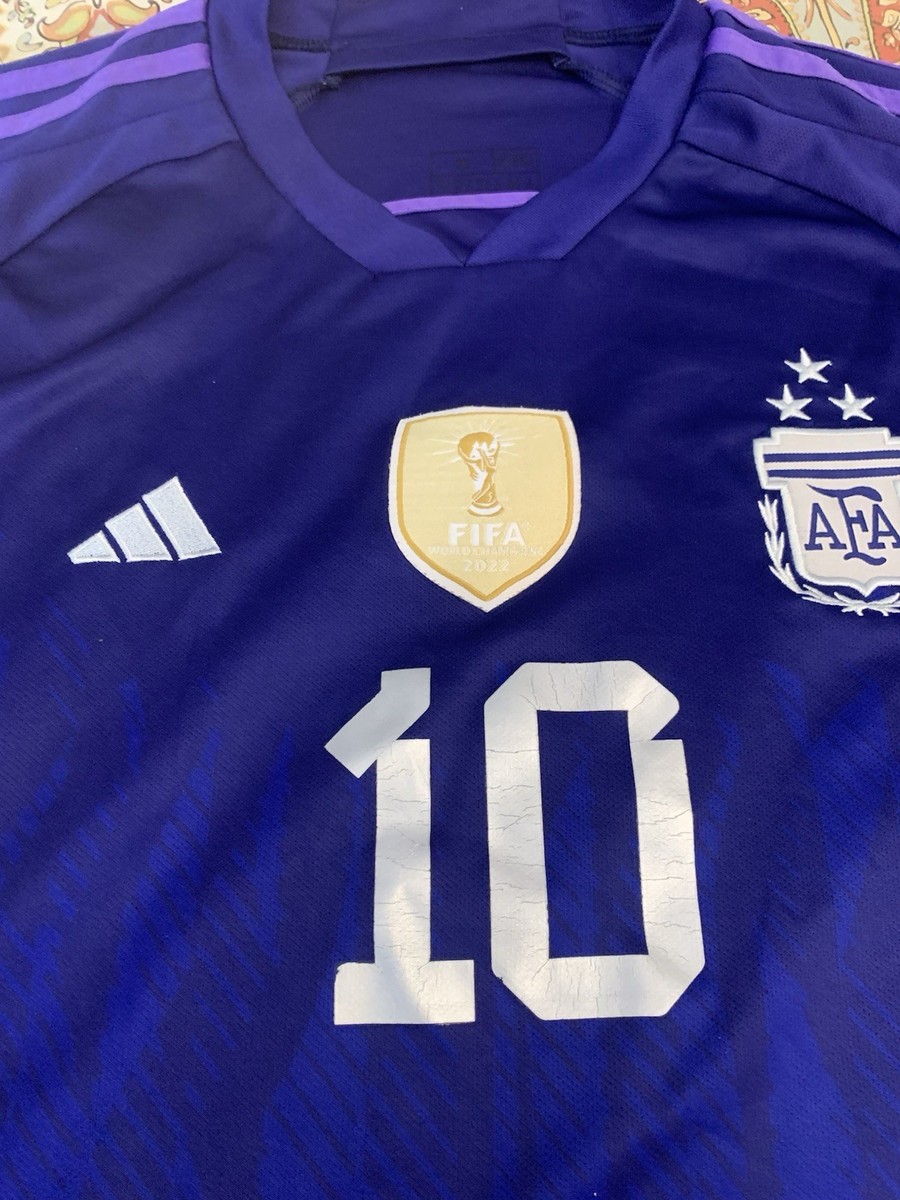 Argentina Away Original Adidas Jersey 2022 Purple Messi #10 Medium