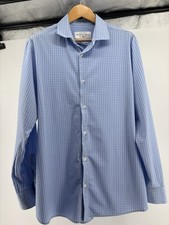 Mizzen Main Shirt Mens Trim Fit Button Up Check Leeward XL White Blue