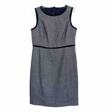 Talbots Sheath Dress Tweed Sleeveless Navy Blue Lined Sz 12 Classic Office