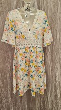 Stunning sping/summer Shein ladies dress Bright flowers and lace finish size M