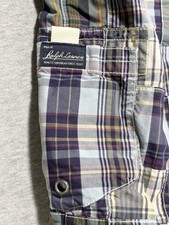 Vtg Polo Ralph Lauren Board Shorts Size 40 Plaid Madras Patchwork Swim Trunks