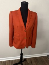 J.CREW Women's School Boy Wool Blazer Orange 2-Button Size 6 Lined Preppy