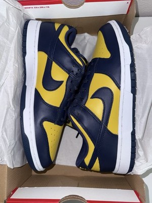 Nike Dunk Low Michigan 2021 Varsity Maize/Midnight Navy Leather Men s (Size 9)
