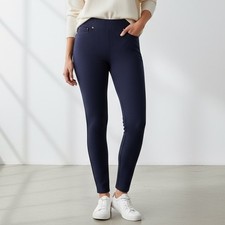 Michael Kors Ponte Knit Navy Blue Pull On Gold Pocket Detail Pants
