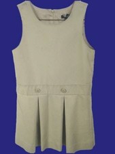 LANDS END Khaki School Uniform Top of Knee Jumper Dress Girls 16  NEW 