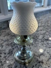 Small Vintage Milk Glass Hobnail White Table Lamp