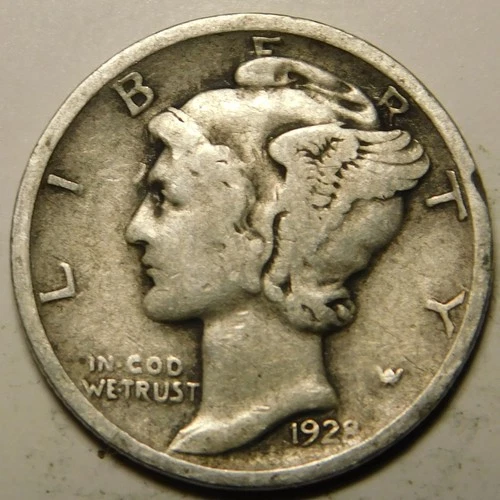 1928 D Mercury Dime 90% Silver VG-F   "Actual Coin Pictured- Not Cleaned"