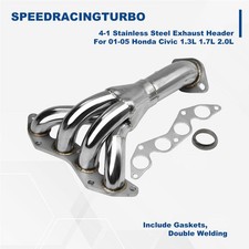 Stainless Steel Shorty Header Exhaust Manifold Fits 2001-2005 Honda Civic 4-1