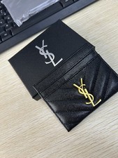 Saint Laurent YSL Logo Card Wallet Card Holder Black Women Credit Card