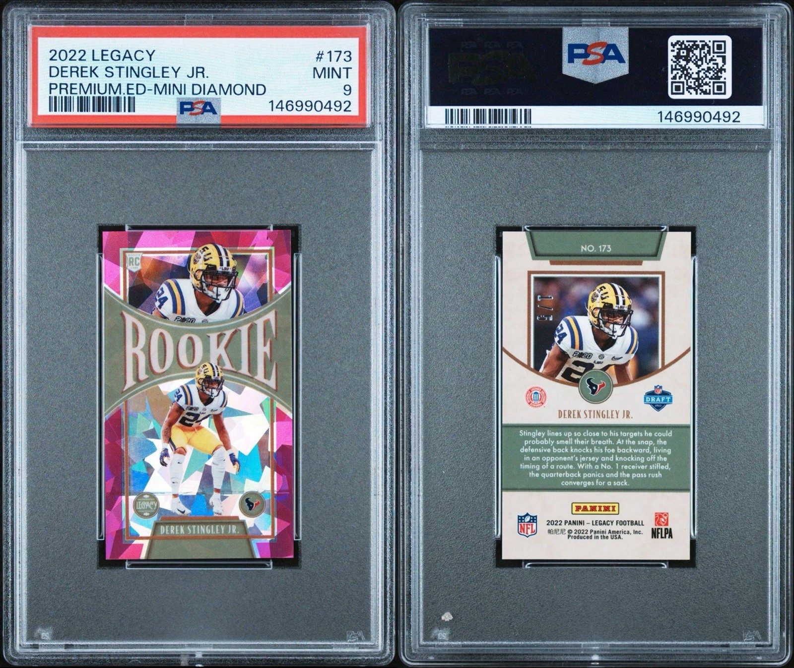 2022 LEGACY DEREK STINGLEY JR. PREMIUM.ED-MINI DIAMOND 1/5 PSA 9 view 2