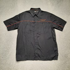 Harley Davidson Mechanic Shirt Men Large Black Button Short Sleeve Garage Work