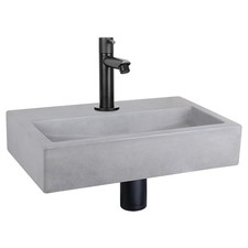 Differnz Set Lavabo Plat 38x24x7 cm – Vasque en Béton Gris Clair Avec Robinet –