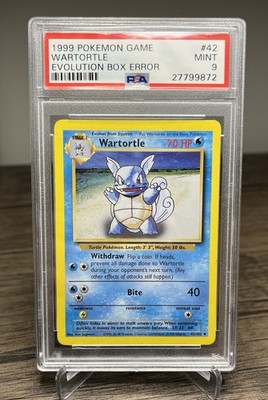 1999 Pokemon Game Wartortle EVOLUTION BOX ERROR #42 PSA Mint 9 Low Pop 104 RARE
