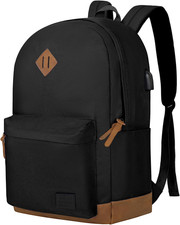 Classic Backpack with USB Charging Port,Water Resistant Anti-Theft Travel Backpa