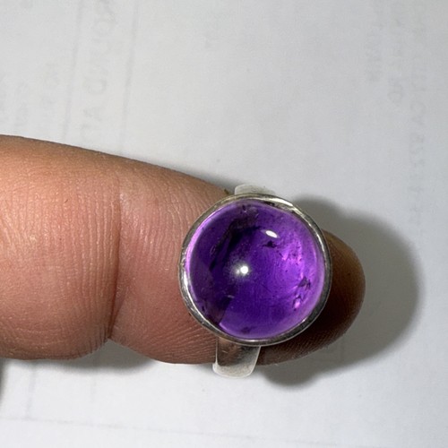 Ringgröße 5 3/4 5 kt Amethyst Retro Modernist Sterlingsilber Raumschiff Vintage - Bild 8 von 12