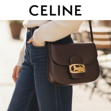 CELINE Cavolo Hardware Ruota Carrozza Cavalli Vintage Marrone Scuro
