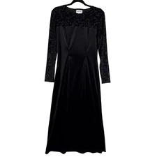 Vtg 90s Diane Von Furstenberg Black Velvet burnout Dress Sz S Whimsigoth witchy