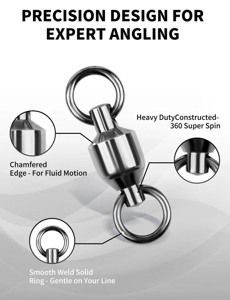 Heavy Duty Ball Bearing Rolling Swivels Solid Ring Stainless Fishing Connector - Image 4 of 4