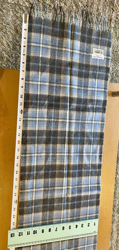 Foulard vintage Christian Dior Monsi% cachemire laine d'agneau bleu à carreaux