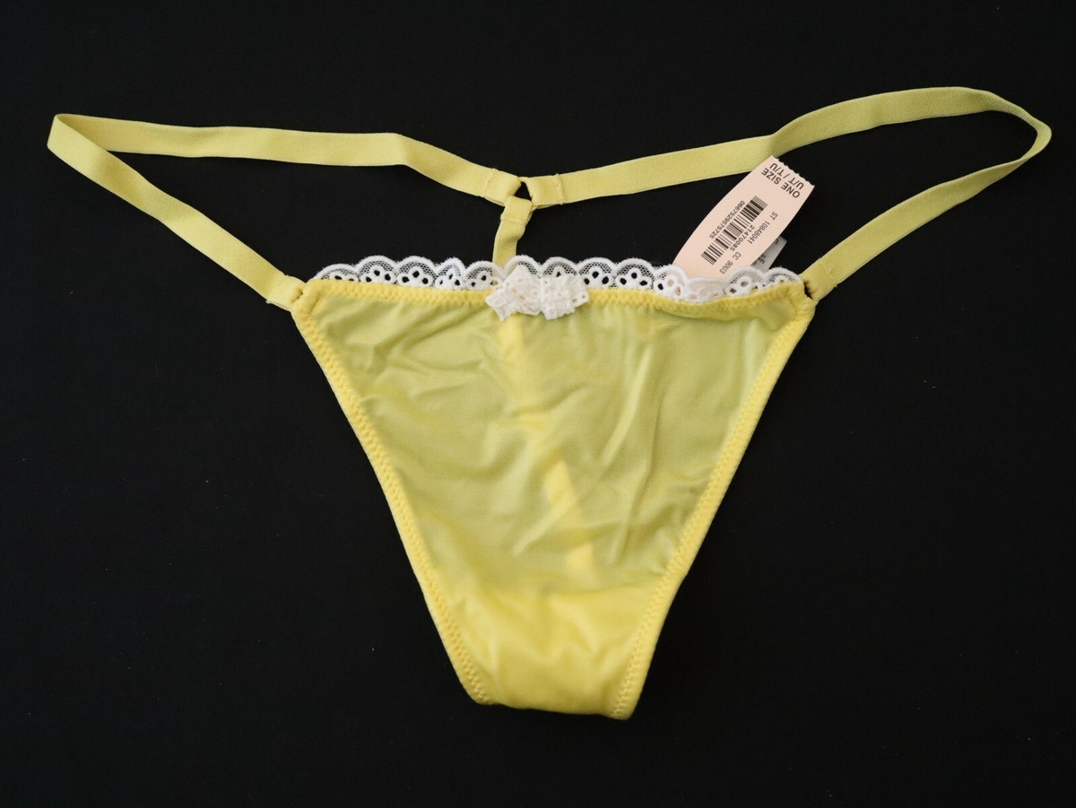 NEW Victoria's Secret VTG Silky Satin Charm V-String Thong Panties NEW Victoria's Secret VTG Silky Satin Charm V-String Thong Panties