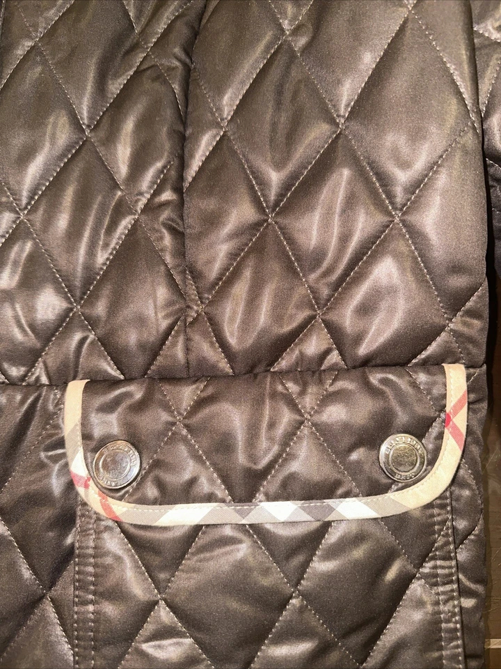 Burberry Shiny Puffer Blazer Jacket Classic Brown Logo Size Xl EUC Women’s Coat - Image 3 of 4