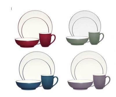 4-Pc Noritake Colorwave Dinnerware Set Blue Purple Green or Raspberry NWT