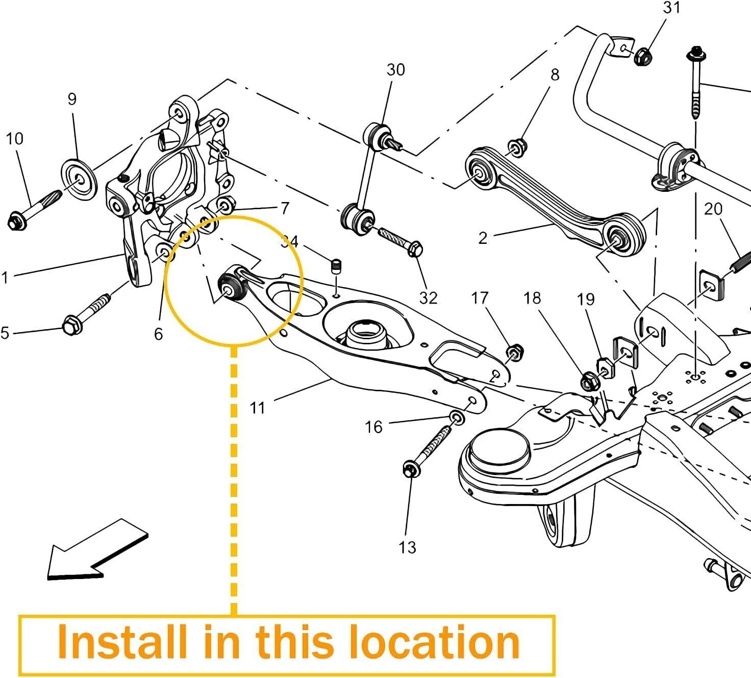 Maserati Ghibli Rear Lower Control arm bushing P/N 670036580