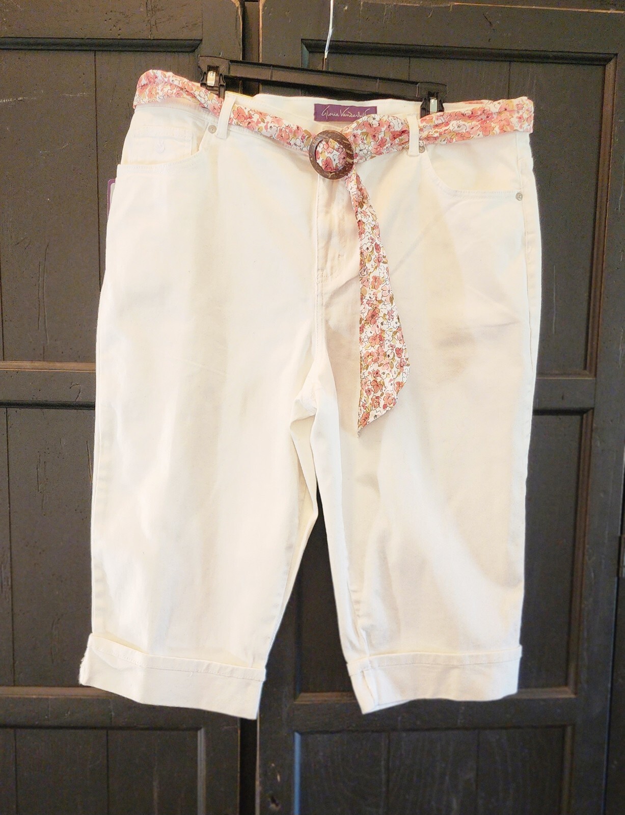 Gloria Vanderbilt White Amanda Classic Fit Mid Calf Capri Pants Women's 18 NWT