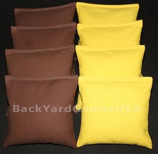 ALL WEATHER CORNHOLE BEAN BAGS Brown  Light Yellow Resin Filled WATERPROOF