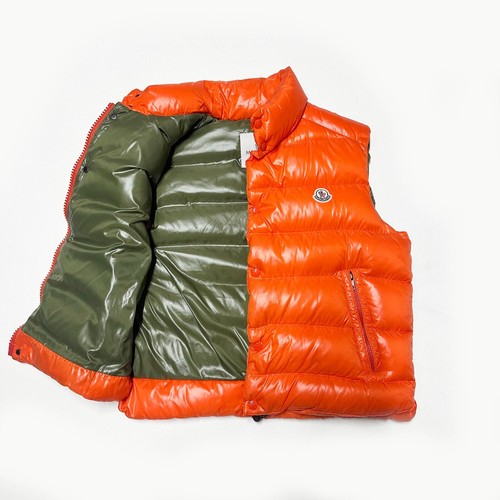 100 % AUTHENTISCHE MONCLER TIBB GILET GRÖSSE 2 M MEDIUM HERREN GEFÜTTERTE JACKE WESTE ORANGE - Bild 2 von 15
