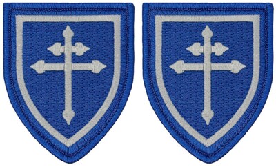 CROSS OF LORRAINE SHIELD EMBROIDERED PATCH | 2PC HOOK BACKING   3''x2.5''