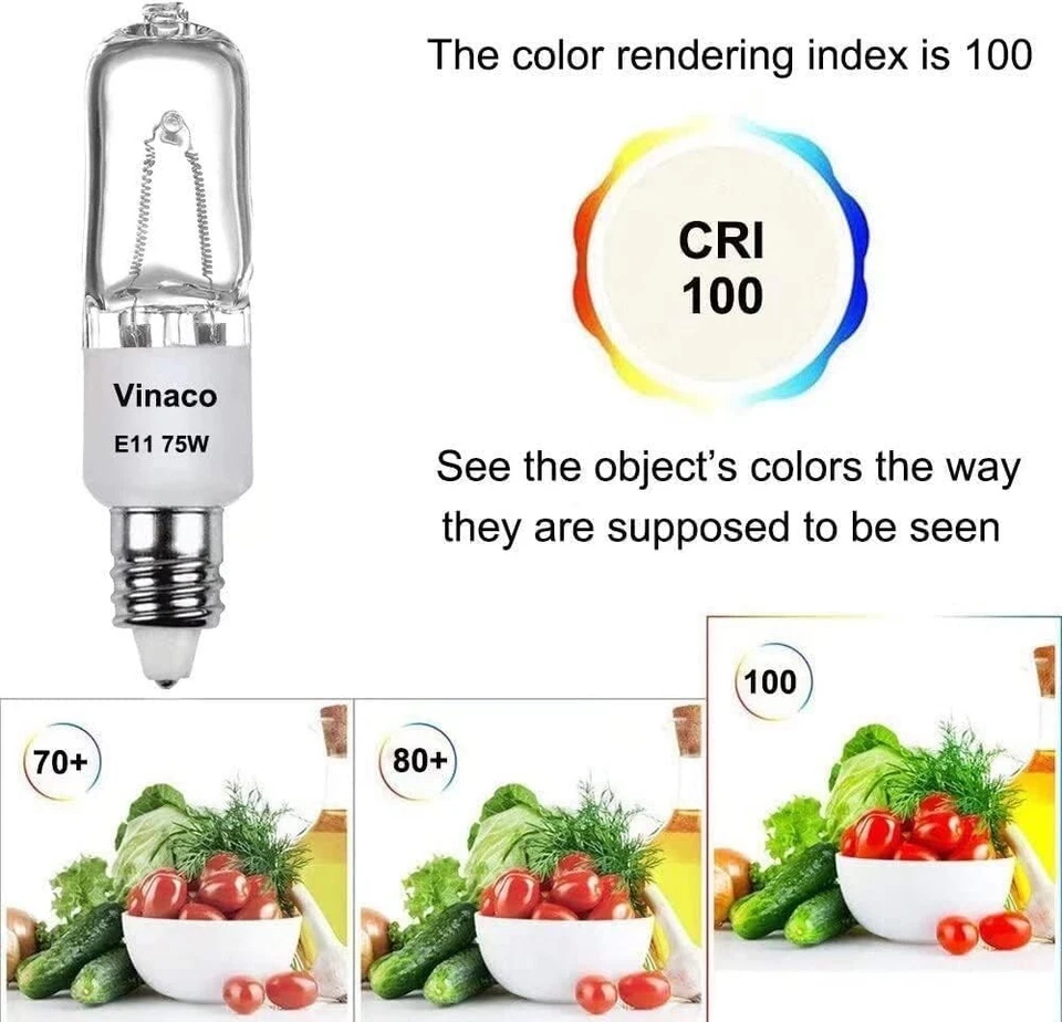 4 Pack- 50W/75W/100W Vinaco Bulbs 120V JD Type T4 E11 Dimmable Mini Candelabra - Image 4 of 4
