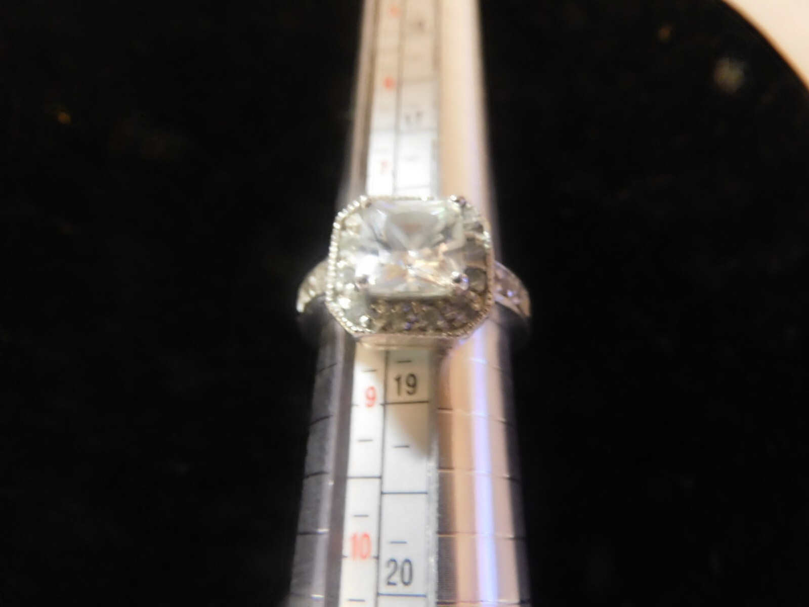 Simulated White Gold Colored Ring, Large Simulate… - image 3