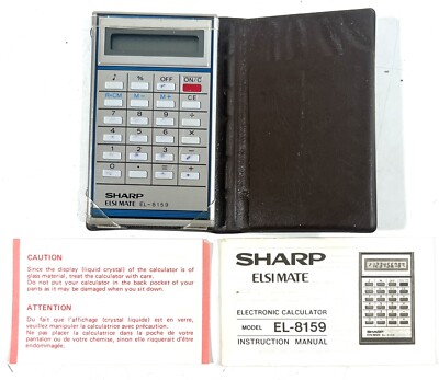 Vintage Sharp EL-8159 Pocket Calculator Elsi Mate With Case & Manual | eBay Vintage Sharp EL-8159 Pocket Calculator Elsi Mate With Case & Manual | eBay