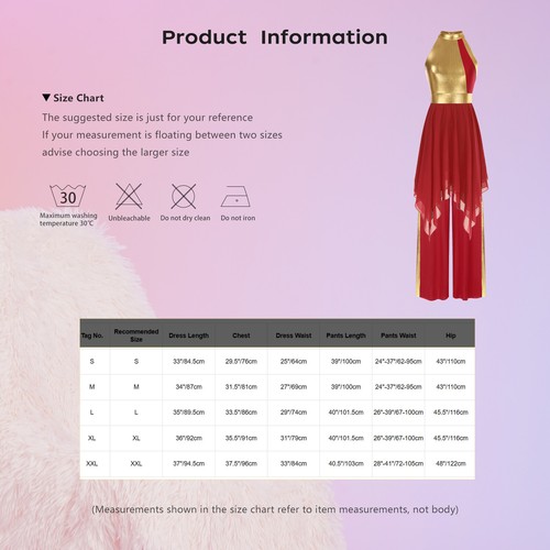 Damen Kleider Bühnen Tunika mit Hose Metallic Kleid und Hose Wettkampf - Bild 17 von 77